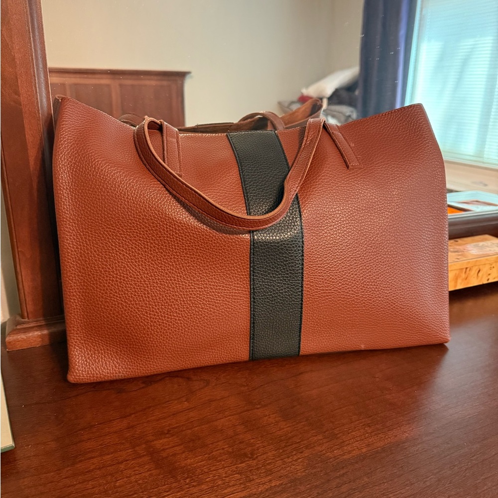 NWOT Vince Camuto Brown Leather Tote - Picture 2 of 5